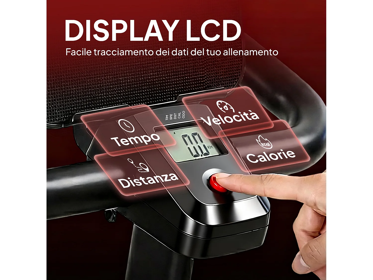 Cyclette magnetica regolabile con display lcd nero