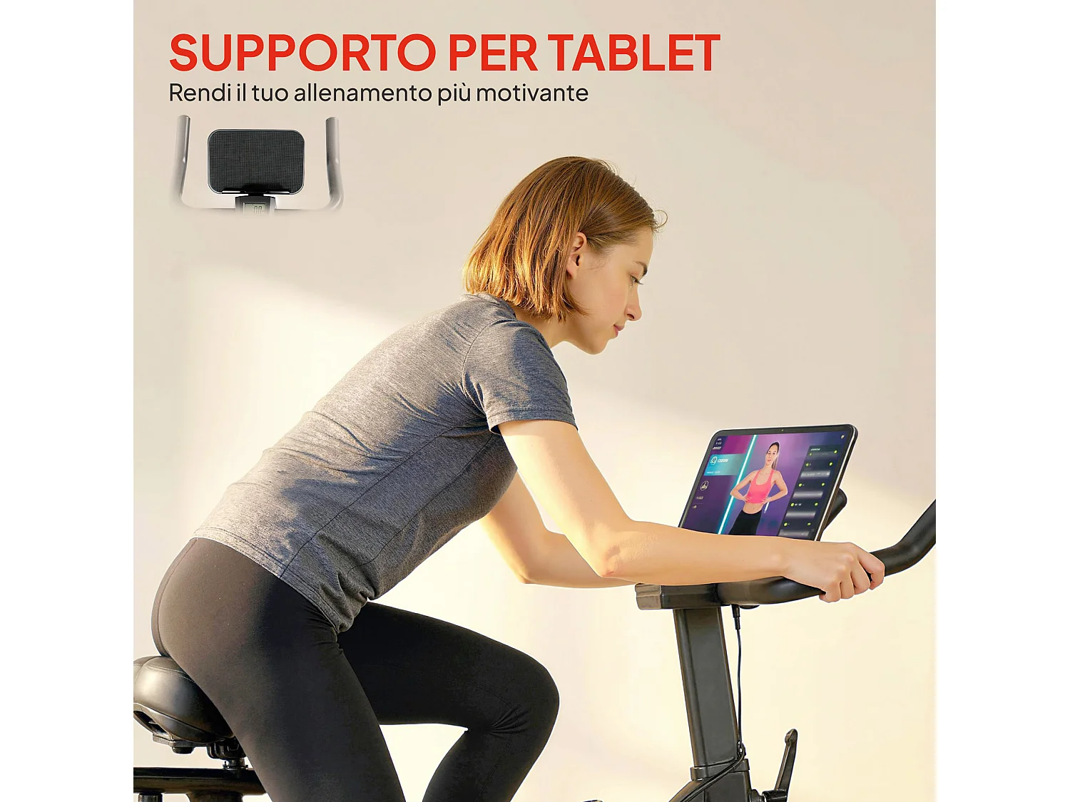 Cyclette magnetica regolabile con display lcd nero