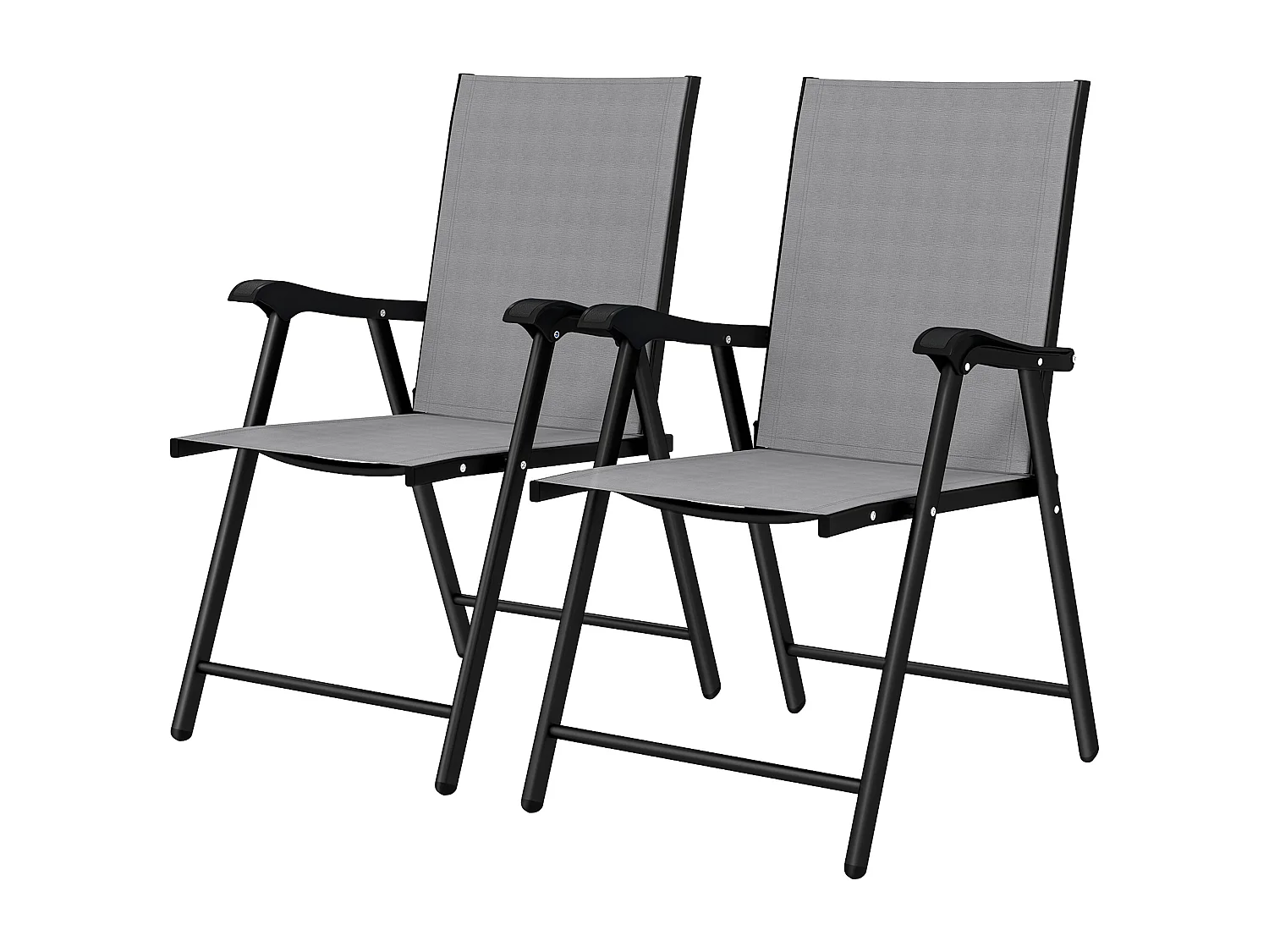 Set 2 sedie giardino pieghevoli metallo texteline grigio chiaro