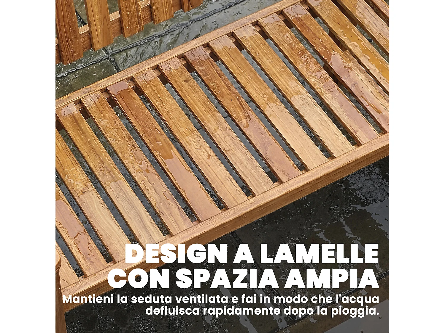 Panchina da giardino per 2 persone in legno di acacia naturale
