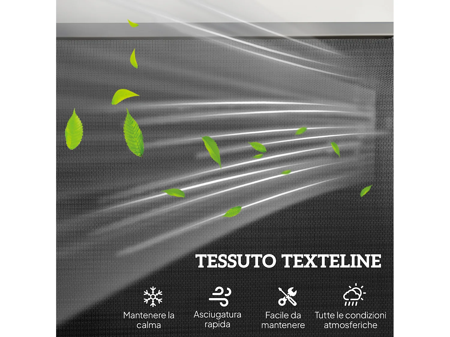 Panchina a dondolo da giardino 3 posti in tessuto traspirante
