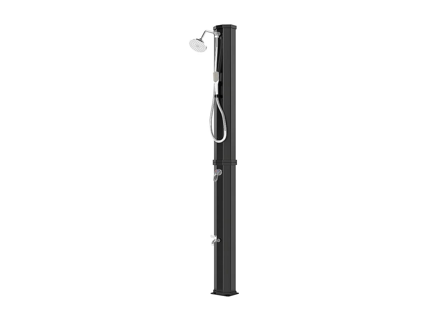 Doccia solare da esterno riscaldata in pvc nera