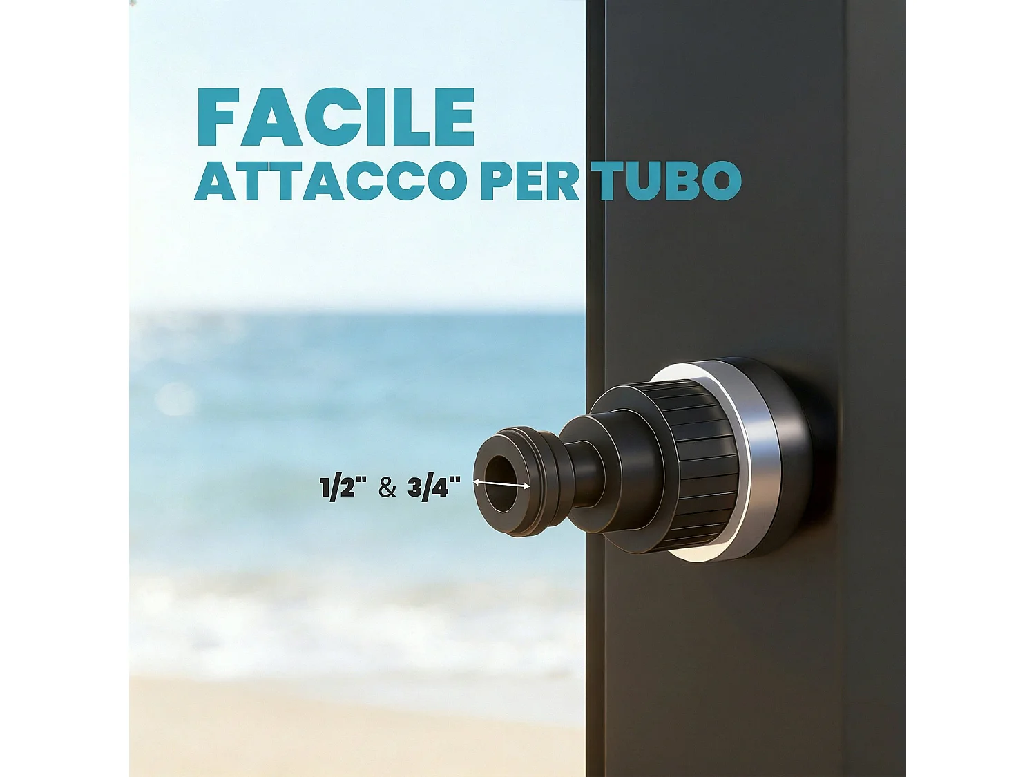 Doccia solare da esterno riscaldata in pvc nera