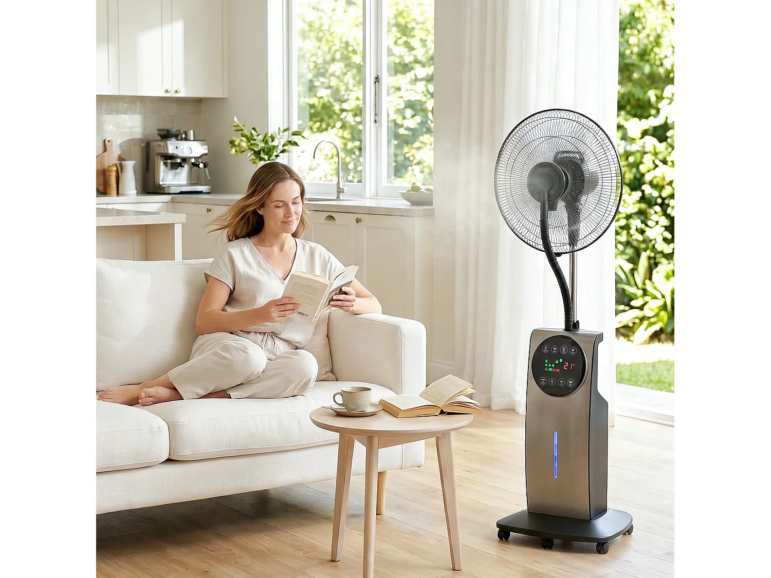 Ventilatore nebulizzatore piantana con antizanzare in plastica nero