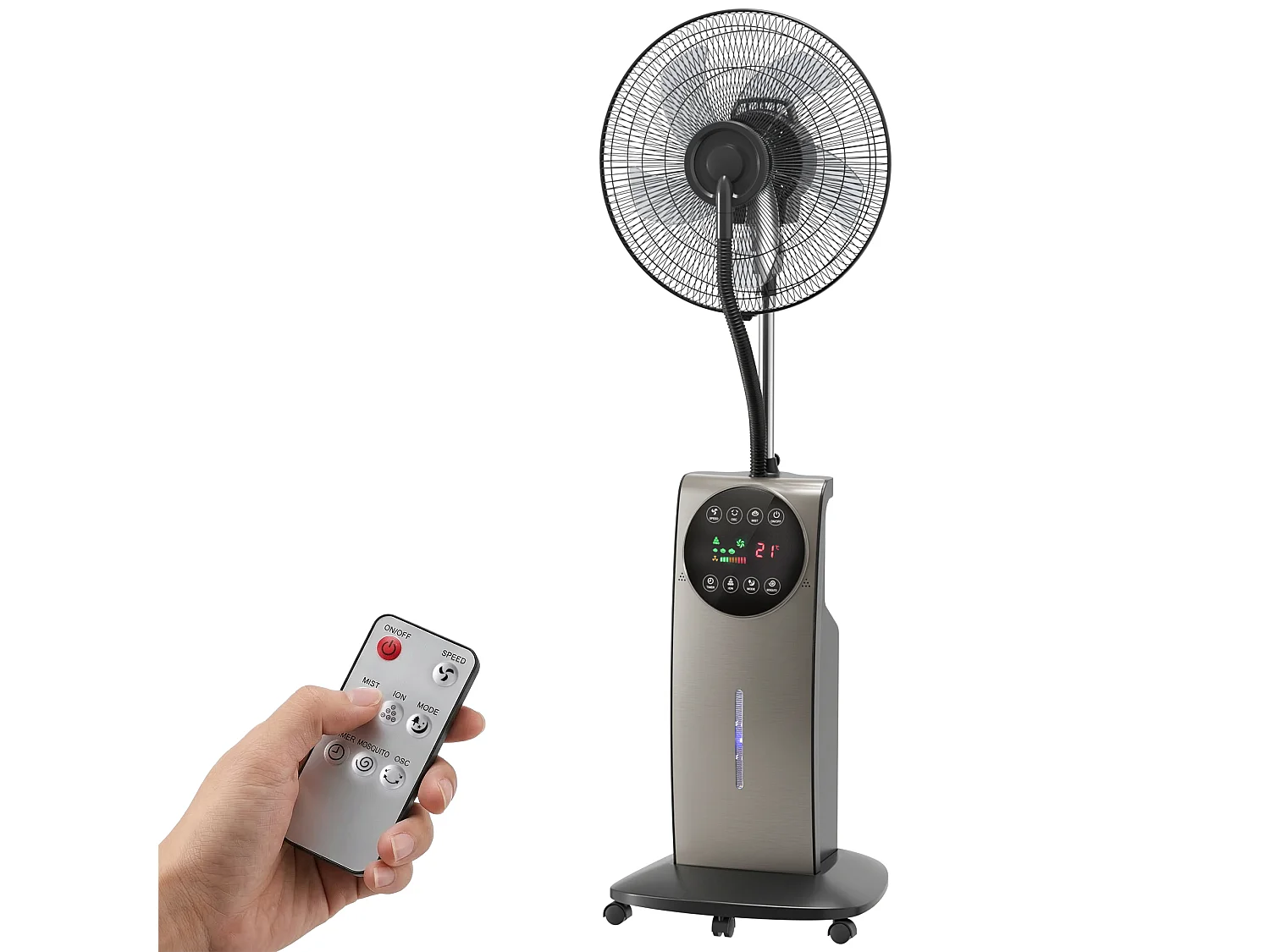 Ventilatore nebulizzatore piantana con antizanzare in plastica nero