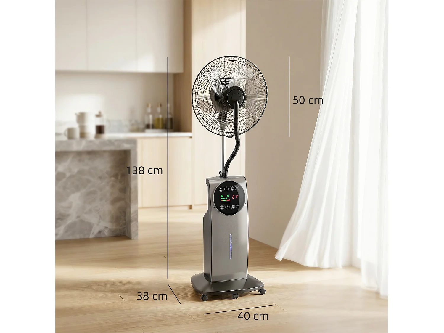 Ventilatore nebulizzatore piantana con antizanzare in plastica nero