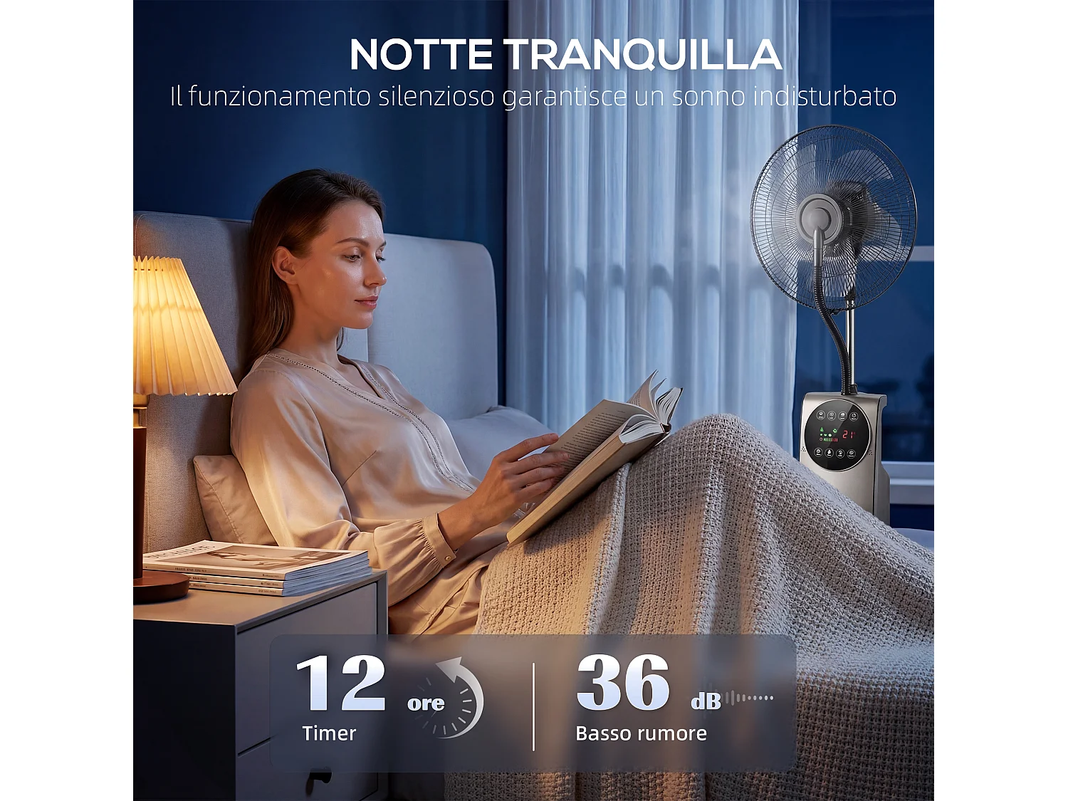 Ventilatore nebulizzatore piantana con antizanzare in plastica nero