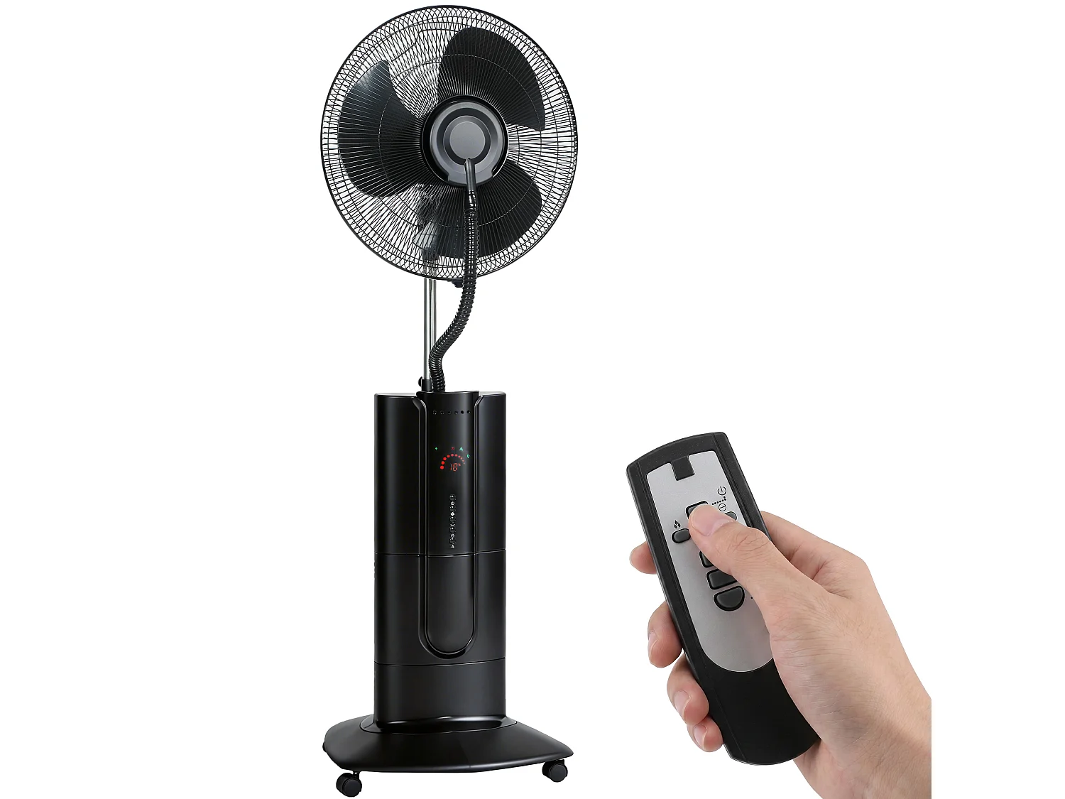 Ventilatore a piantana 3 in 1 oscillante con nebulizzatore d'acqua, telecomando e timer 9h