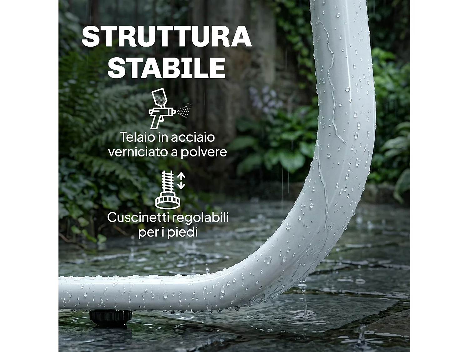 Set da giardino 4 pezzi in vetro temperato khaki e bianco