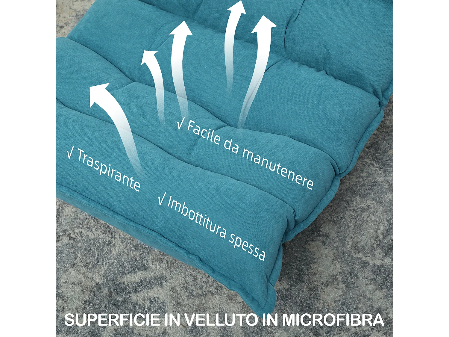 Poltrona relax girevole effetto velluto blu 62x70x95 cm