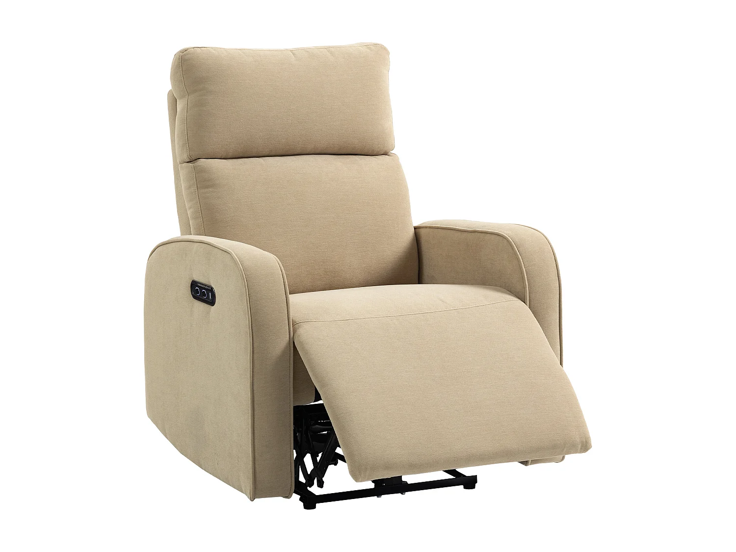 Poltrona reclinabile elettrica in ciniglia beige con poggiapiedi