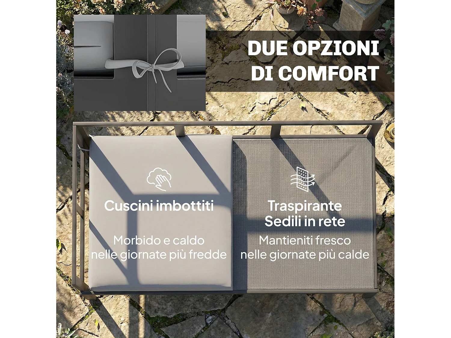 Set da giardino 3pz con 2 divanetti e tavolino grigio