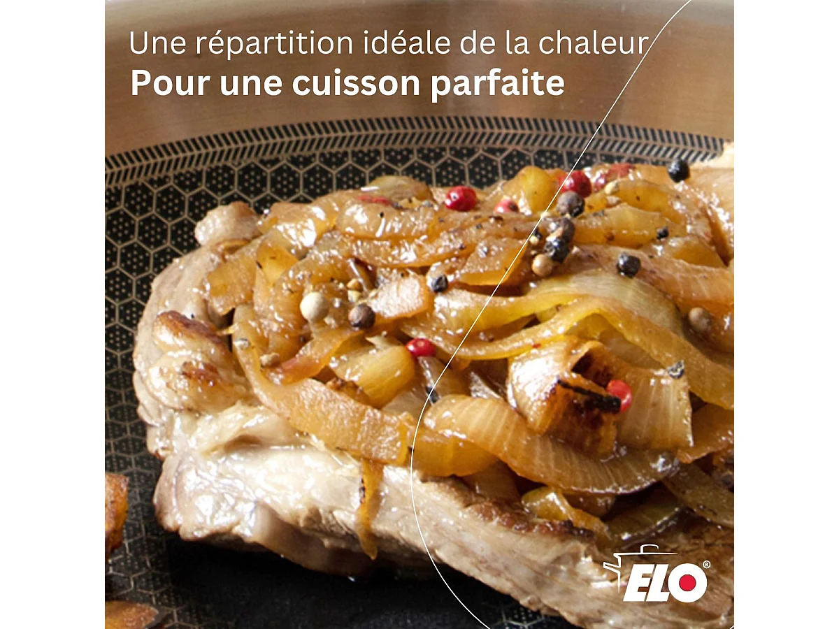 Lot de 2 poêles Elo Relief Solution 24 cm et 28 cm en inox sans PFAS