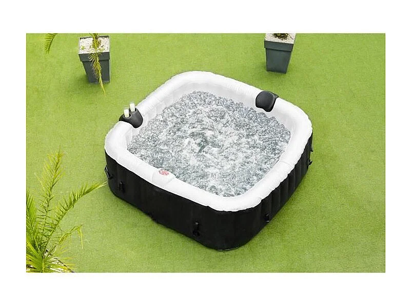 Spa Inflável Quadrado para 6 Pessoas 130 Micro Jatos Preto 185 x 185 x 65 cm