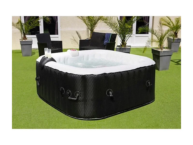 Spa Inflável Quadrado para 6 Pessoas 130 Micro Jatos Preto 185 x 185 x 65 cm