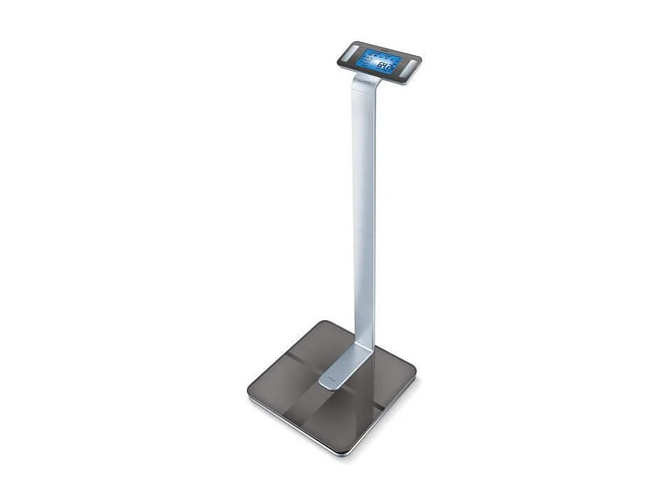 Balance de salle de bain diagnostique Beurer 200 kg, affichage surélevé de la masse grasse et de l'hydratation, acier inoxydable