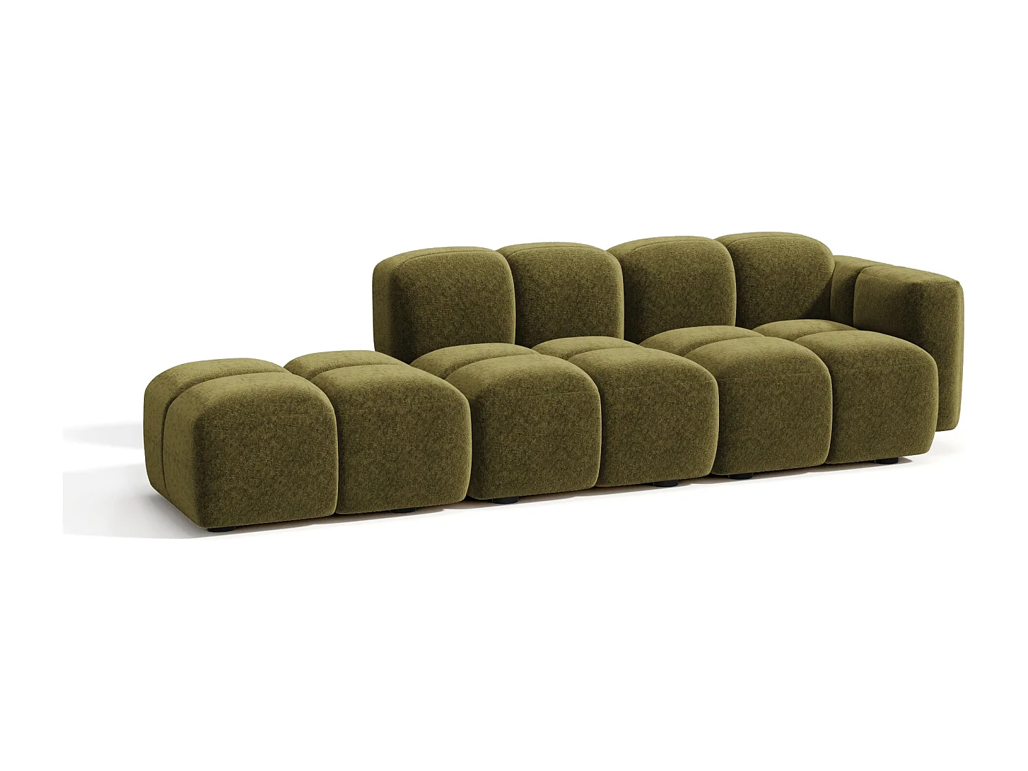 Canapé modulable 4 places MOSS en velours texturé