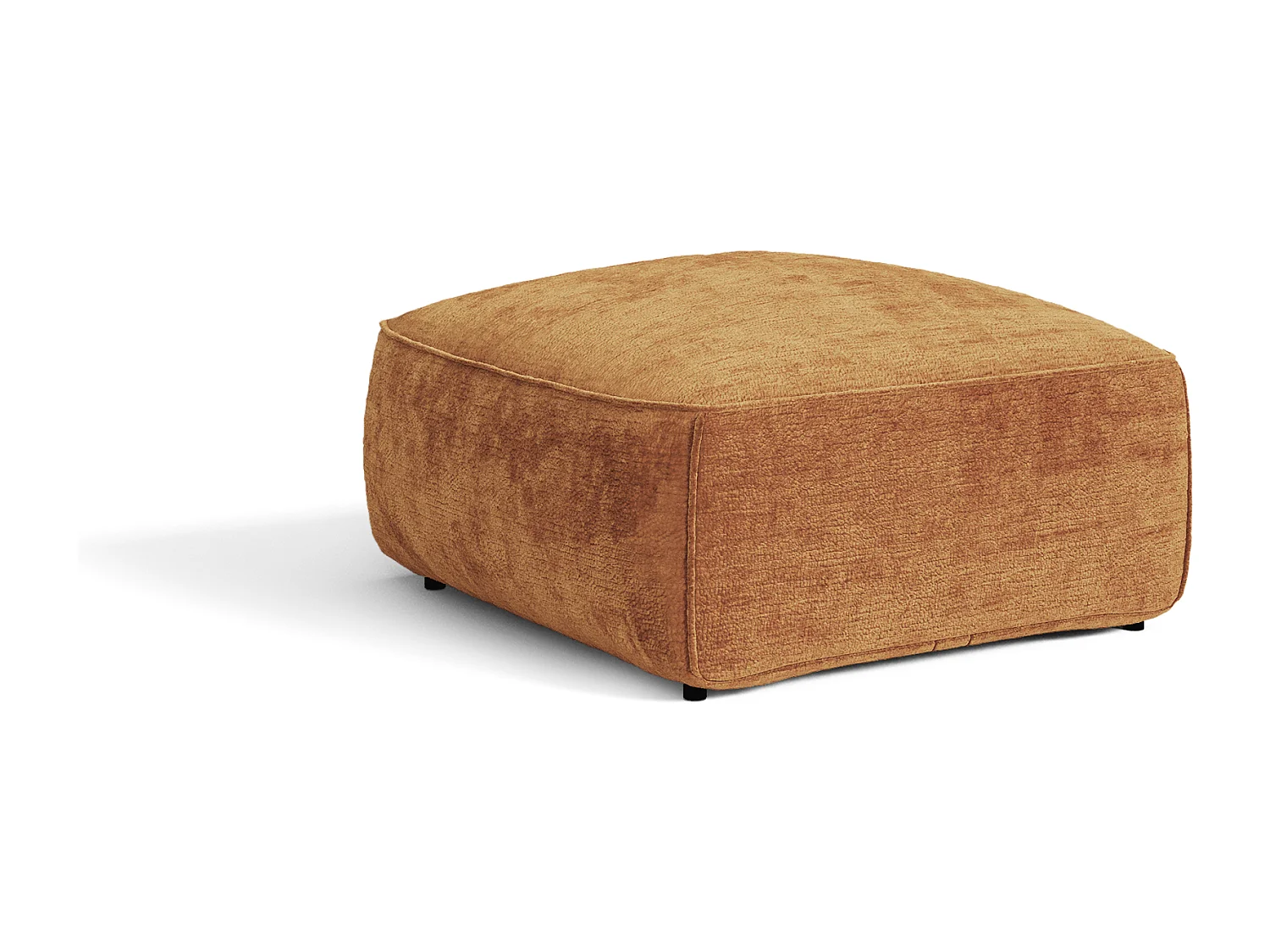 Pouf LOMI en velours gaufré caramel 75x75cm
