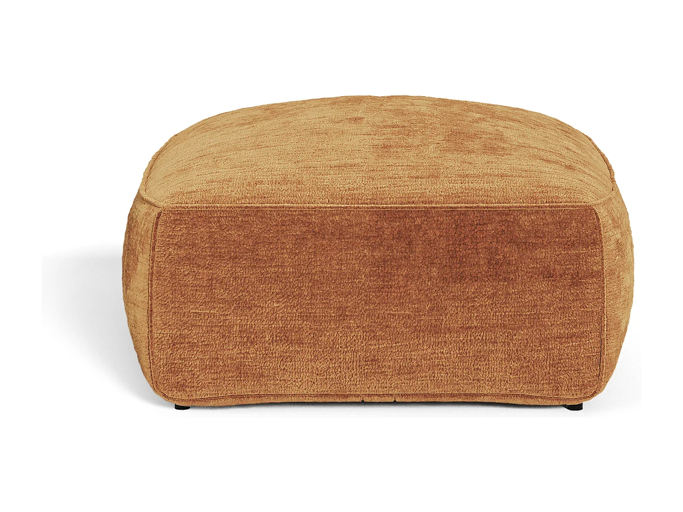 Pouf LOMI en velours gaufré caramel 75x75cm
