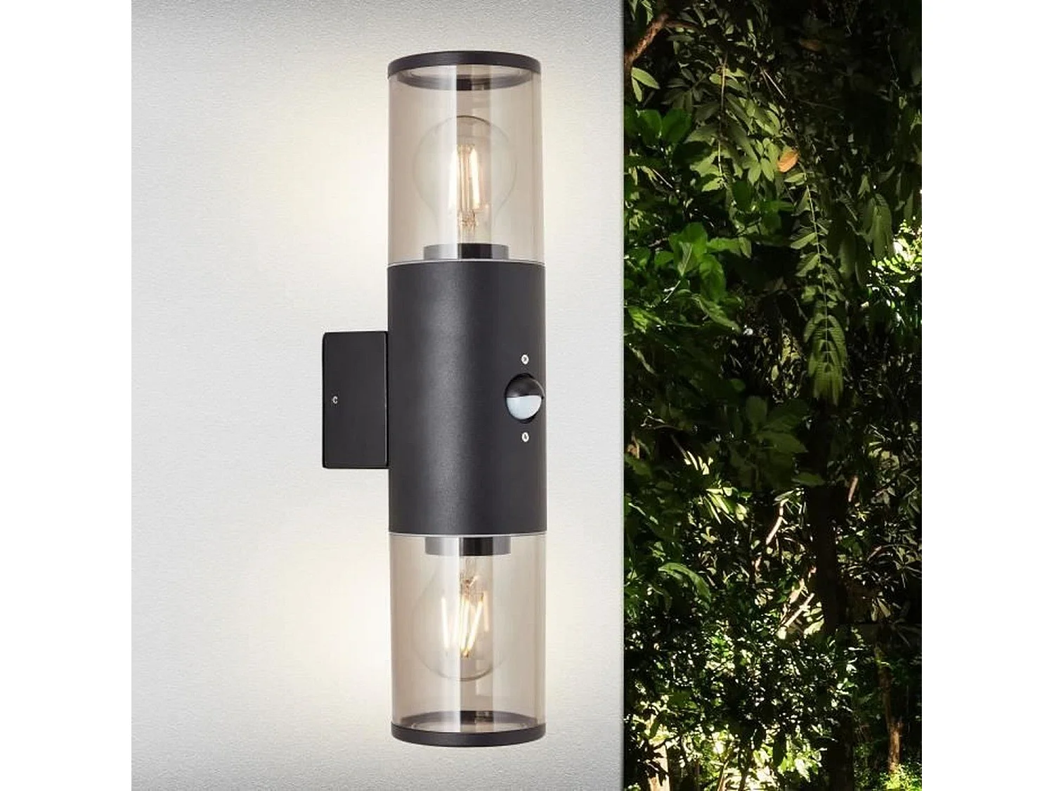 SERGIORO Außenwandleuchte - BRILLIANT - 2L mit Bewegungssensor - Mattschwarz - Aluminium/Kunststoff - IP44