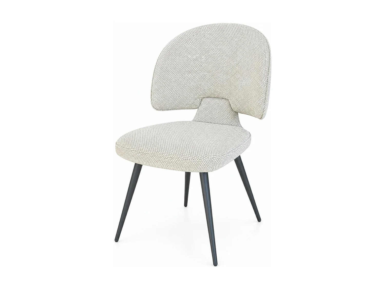 Chaise design tissu beige dossier arrondi (x2) LOMBARDIE