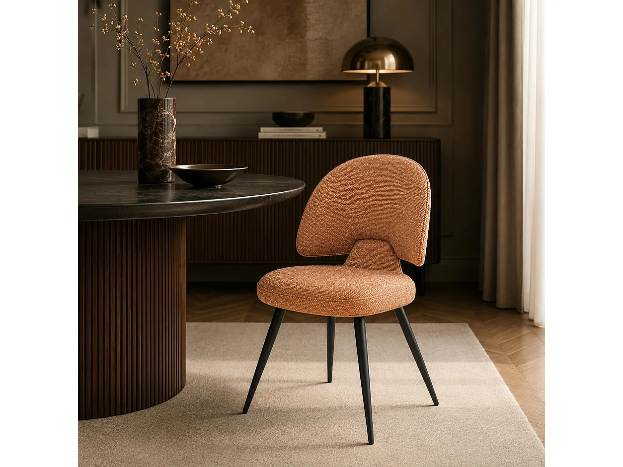 Chaise design tissu rouille dossier arrondi (x2) LOMBARDIE