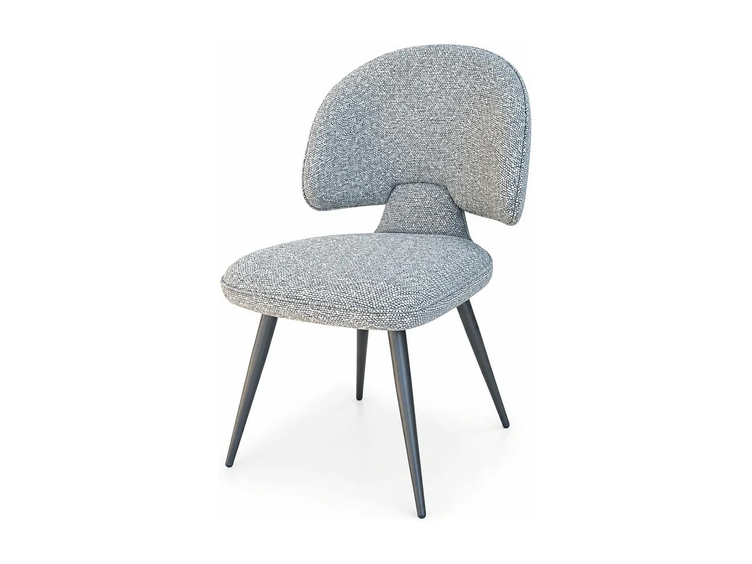 Chaise design tissu gris dossier arrondi (x2) LOMBARDIE