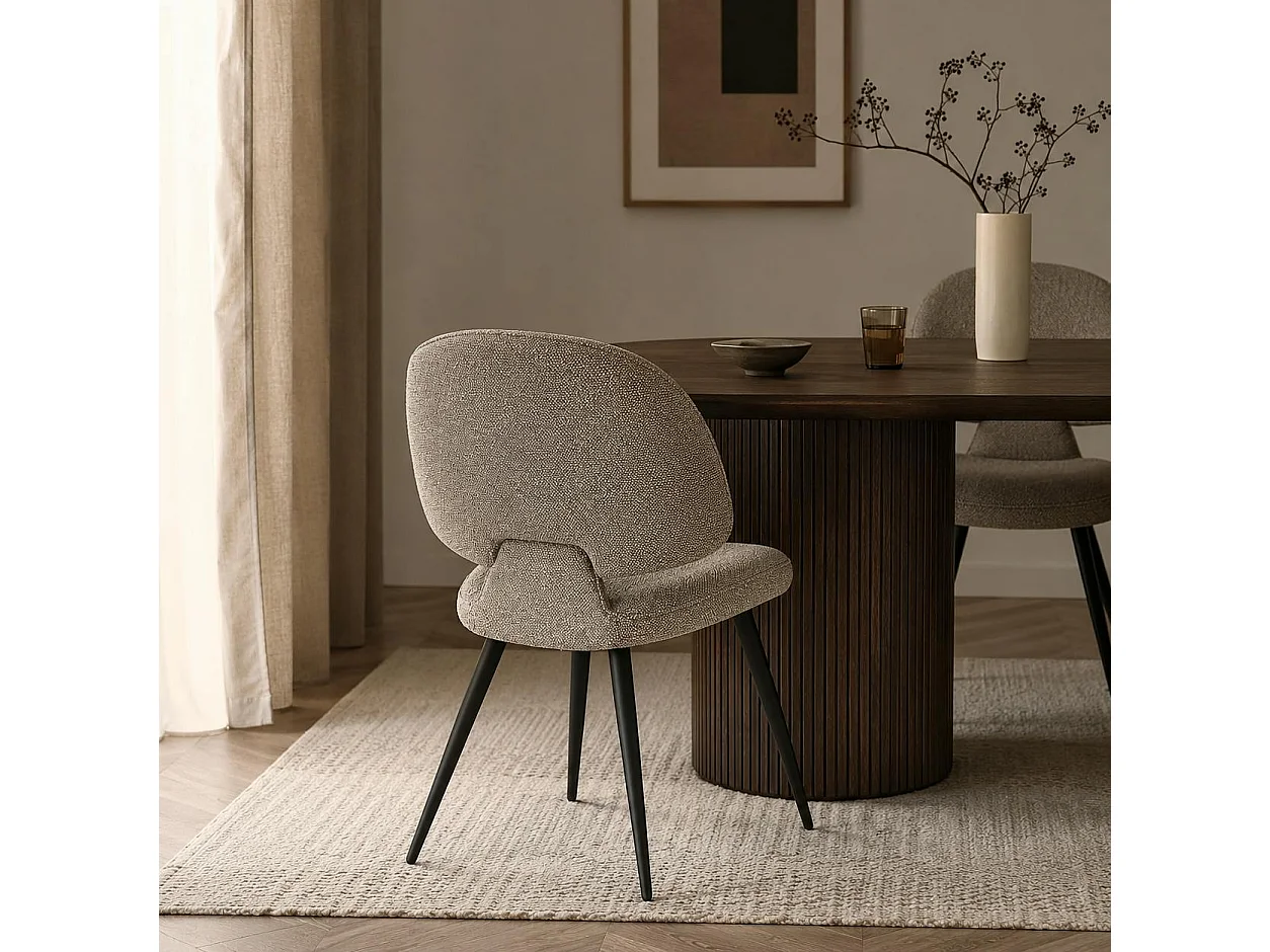 Chaise design tissu taupe dossier arrondi (x2) LOMBARDIE
