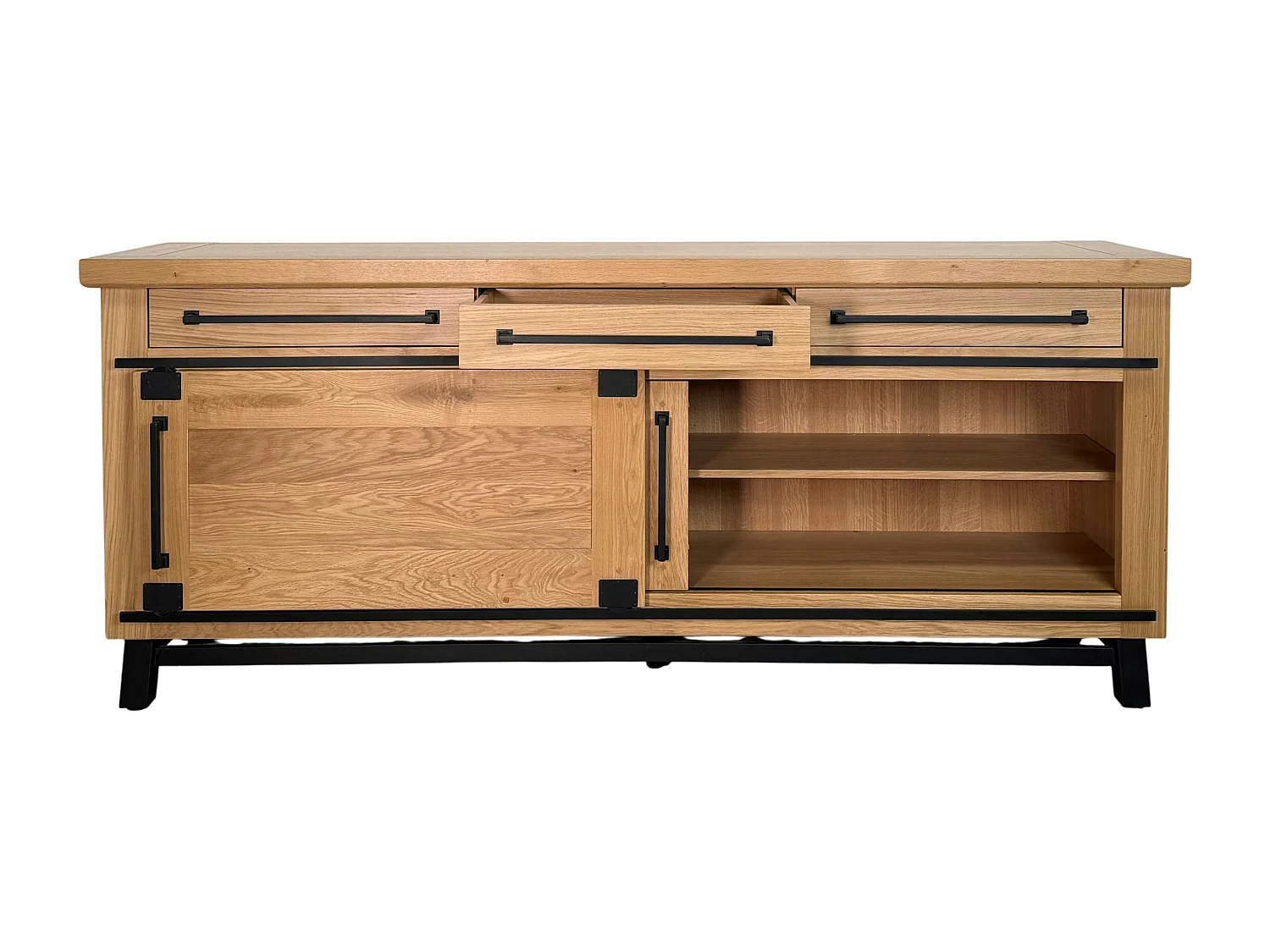 Buffet chêne clair à portes coulissantes 225 cm ALPINE
