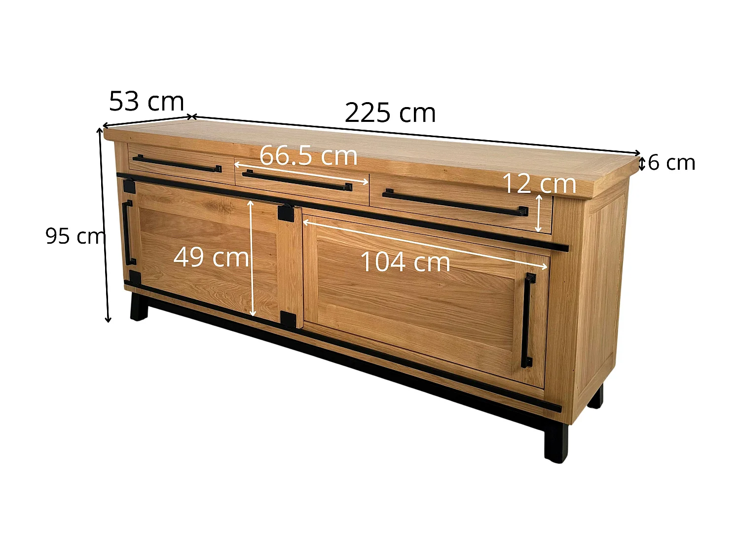 Buffet chêne clair à portes coulissantes 225 cm ALPINE