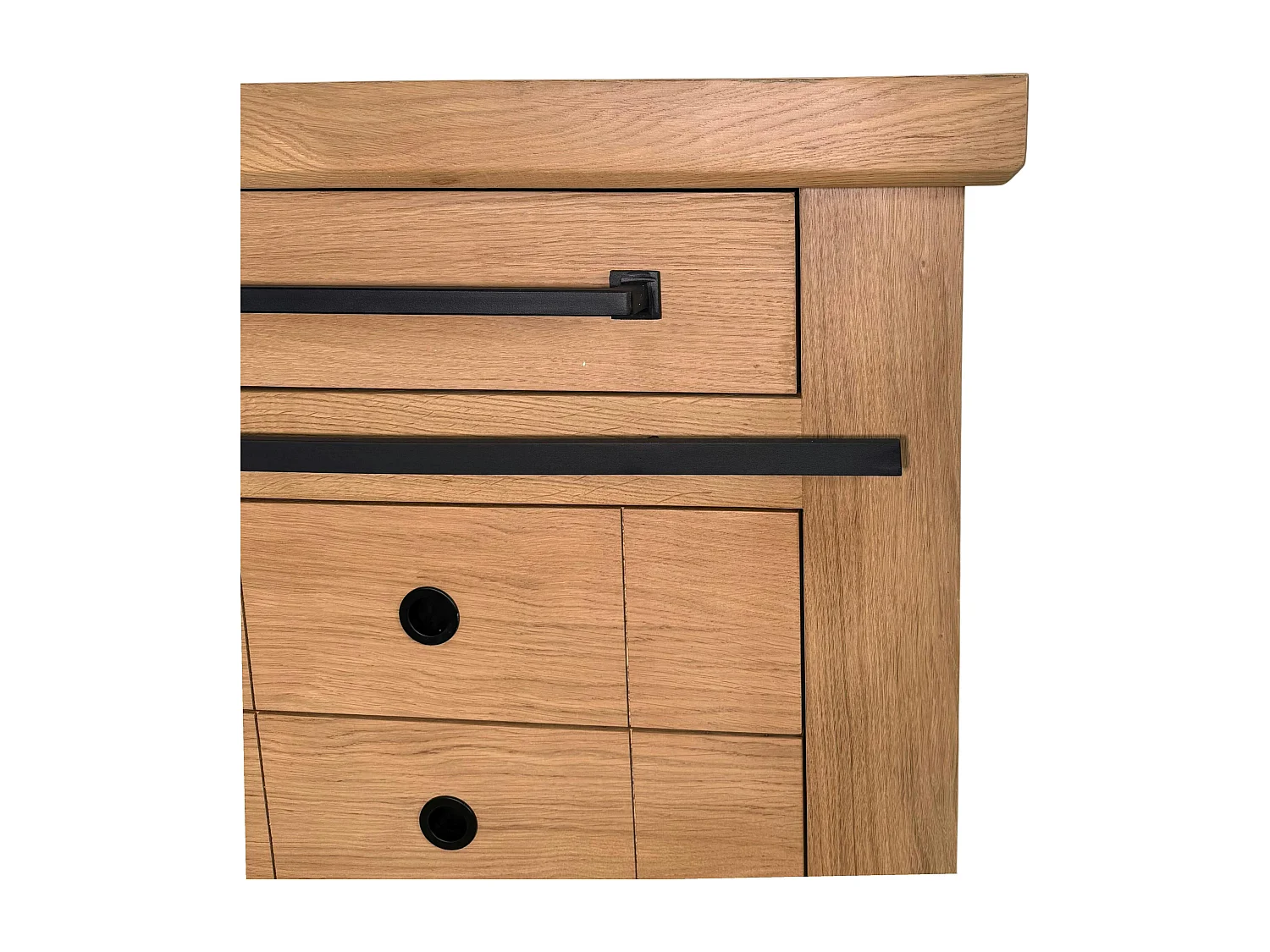 Buffet chêne clair 1 porte coulissante 5 tiroirs ALPINE