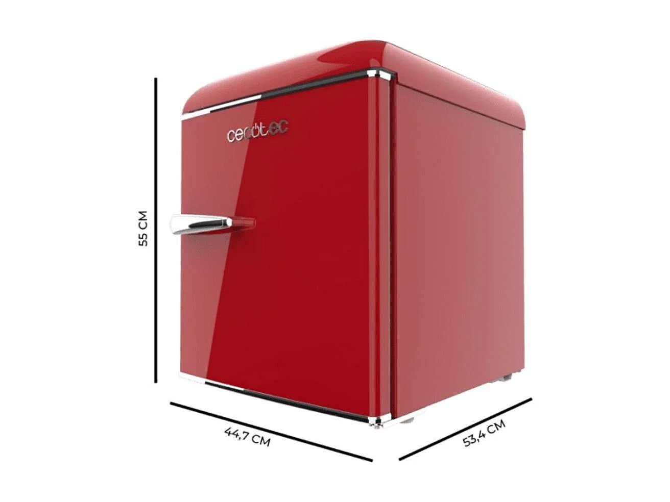 Cecotec Bolero CoolMarket Origin TT 45L Retro Stijl Minikoelkast Rood