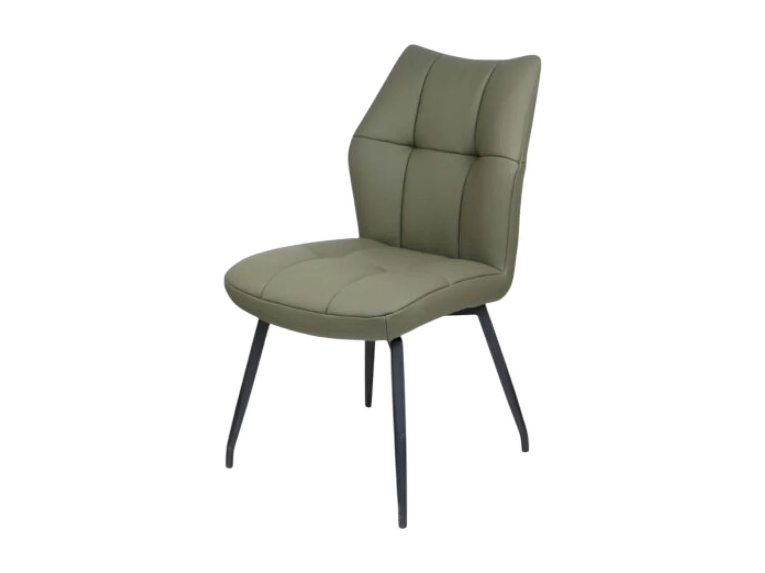 Chaise en cuir vert design damier (lot de 2) LOMBARDIE