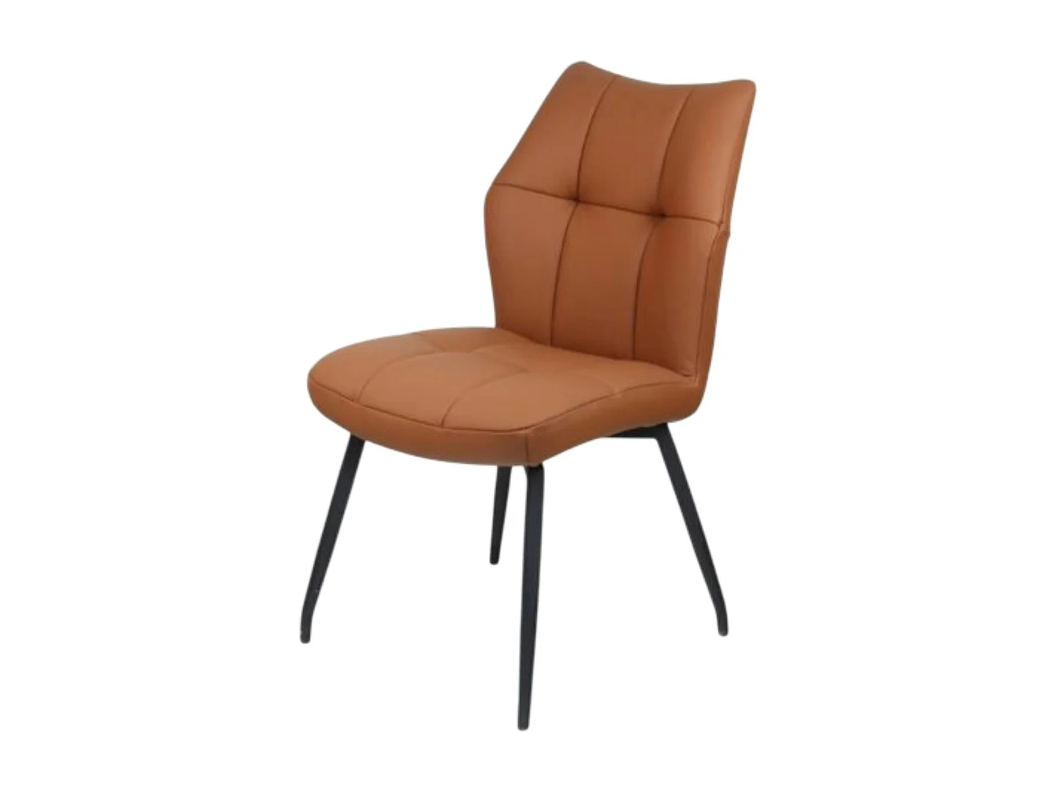 Chaise en cuir cognac design damier (lot de 2) LOMBARDIE