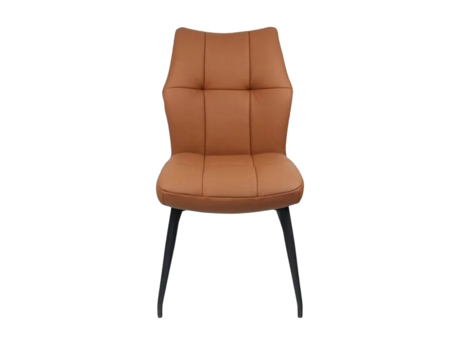 Chaise en cuir cognac design damier (lot de 2) LOMBARDIE