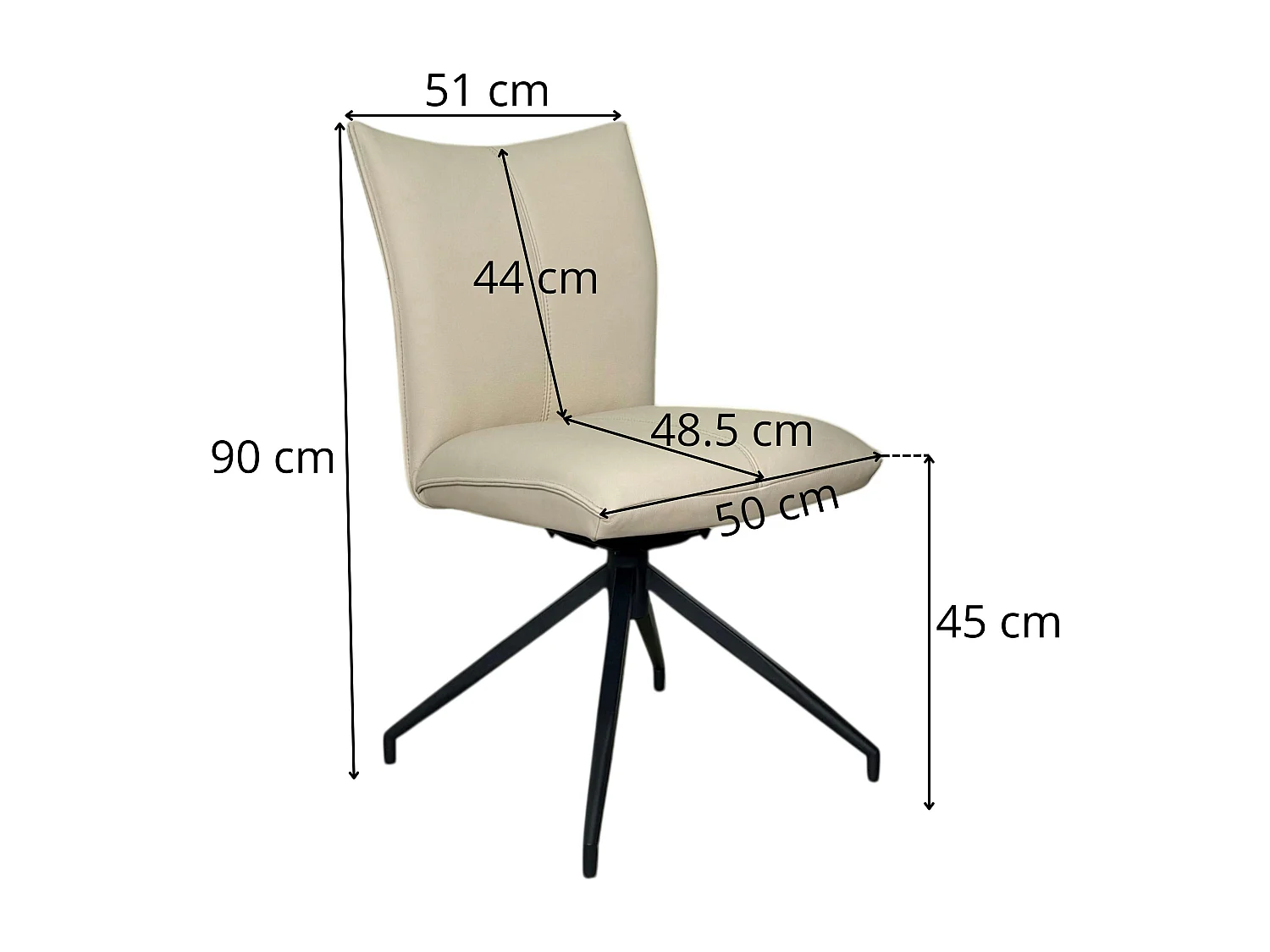 Chaise pivotante en cuir ivoire (lot de 2) LOMBARDIE