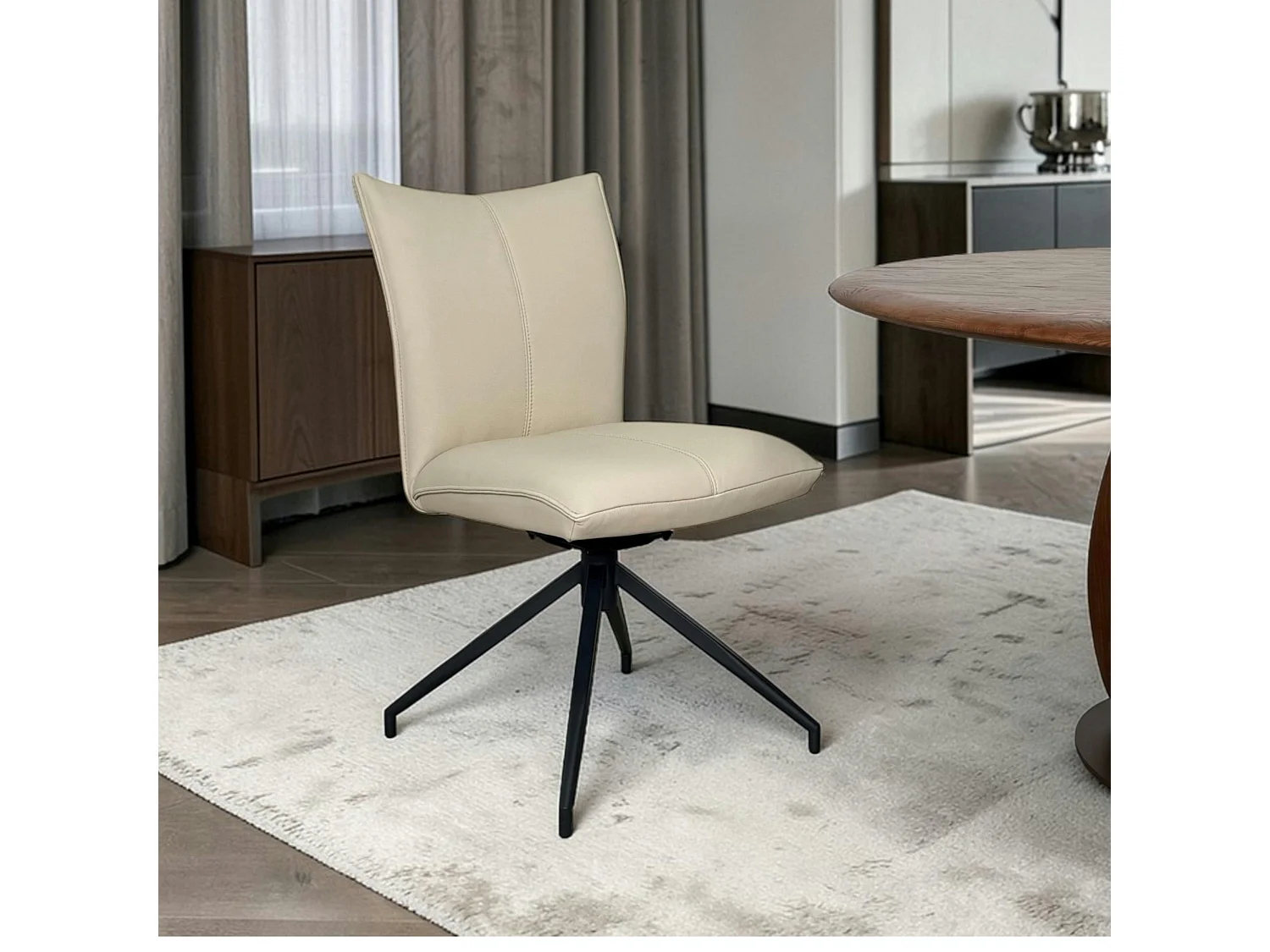 Chaise pivotante en cuir ivoire (lot de 2) LOMBARDIE