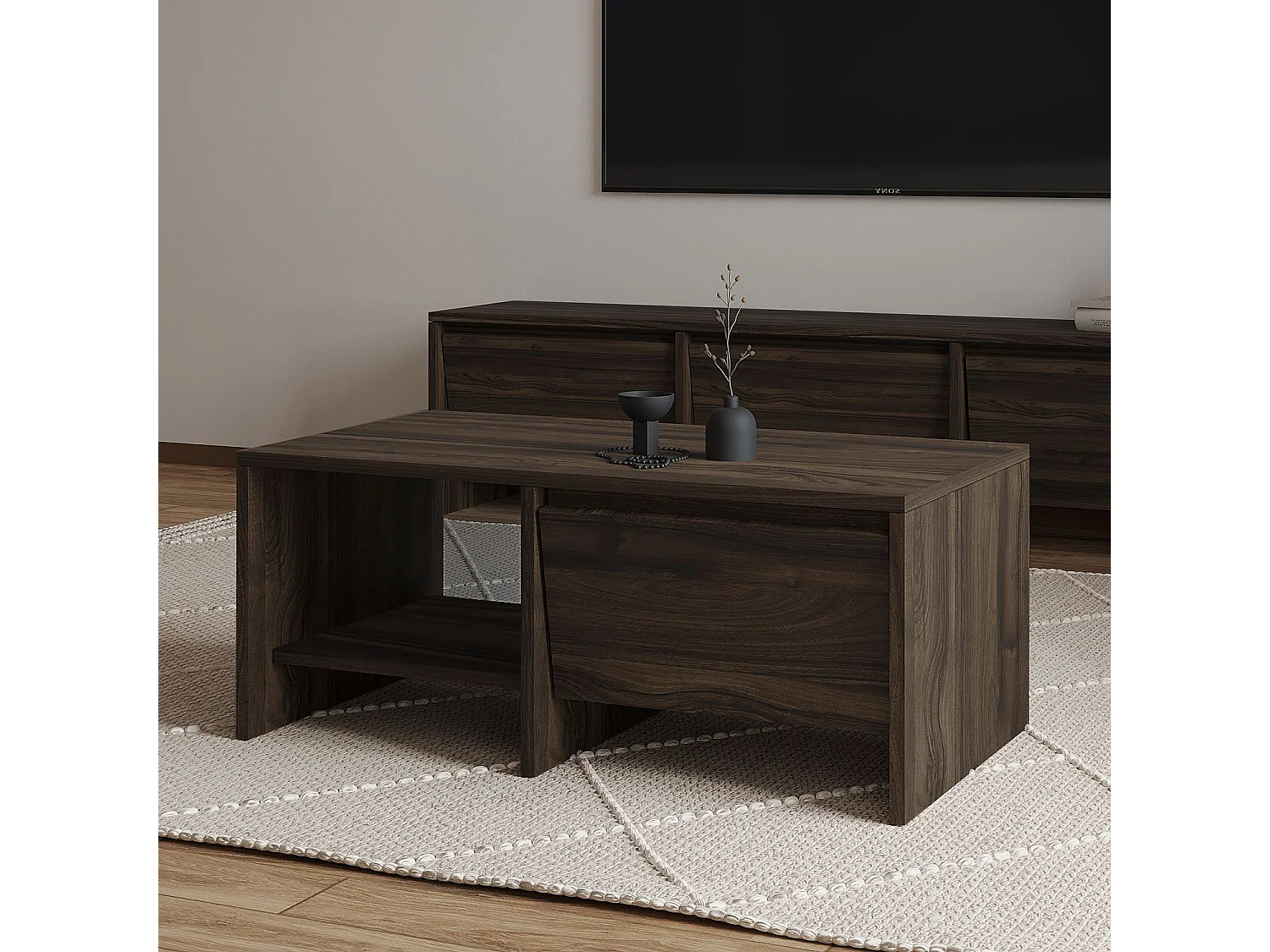"Laris" Holztisch - Braun - Elegantes Design - 90 x 45 x 35 cm