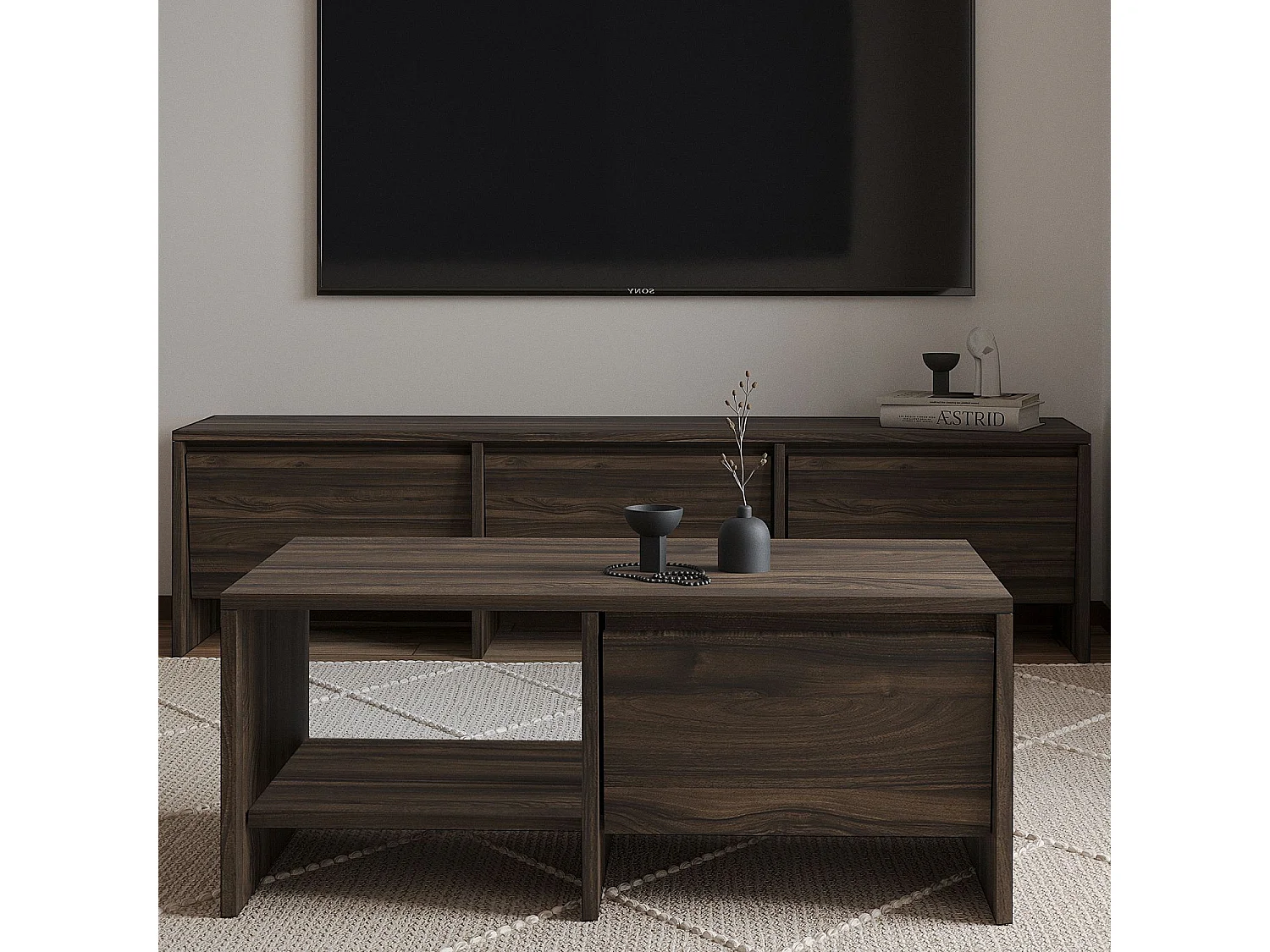 "Laris" Holztisch - Braun - Elegantes Design - 90 x 45 x 35 cm