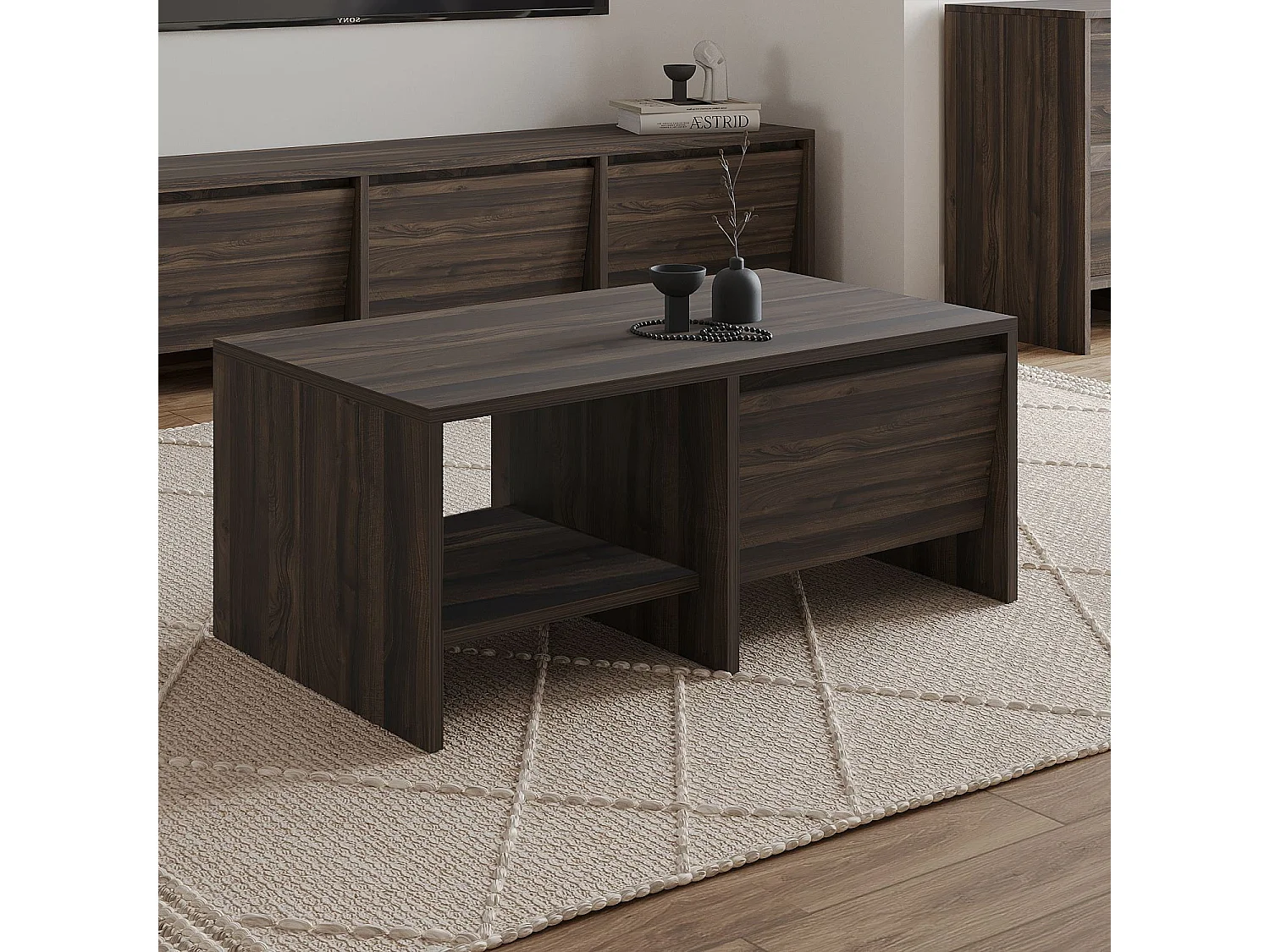 "Laris" Holztisch - Braun - Elegantes Design - 90 x 45 x 35 cm