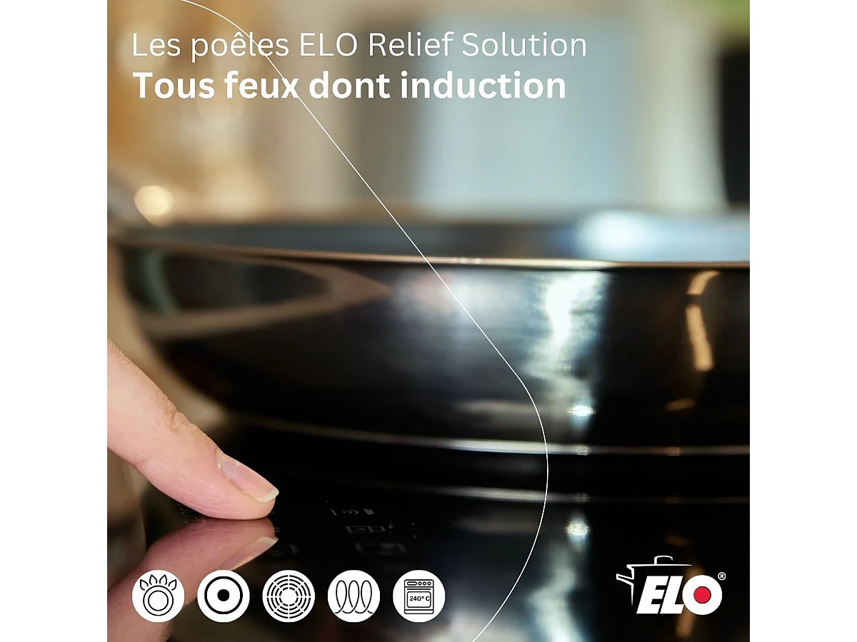 Lot de 3 Poêles Elo Relief Solutions 24, 28 et 32 cm sans PFAS