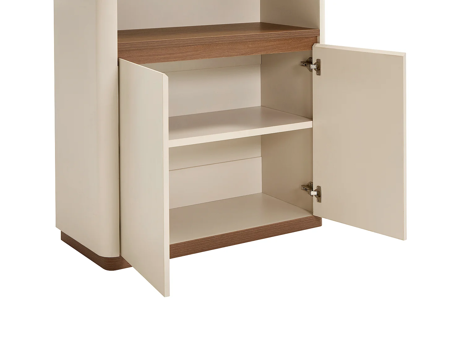 Bibliothèque avec 3 niches et 2 portes - Beige et naturel foncé - BANURYA