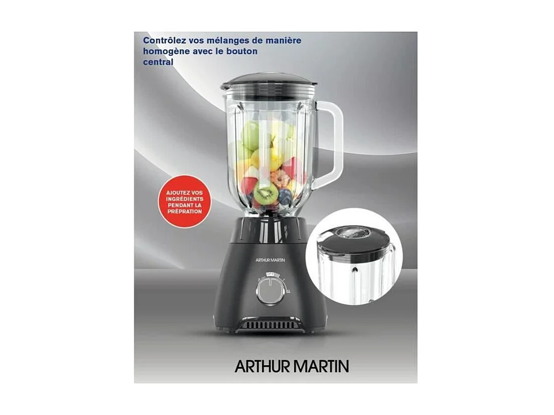 Blender en verre - ARTHUR MARTIN - AMPB40 - 1,5L - 400W - 2 vitesses + pulse