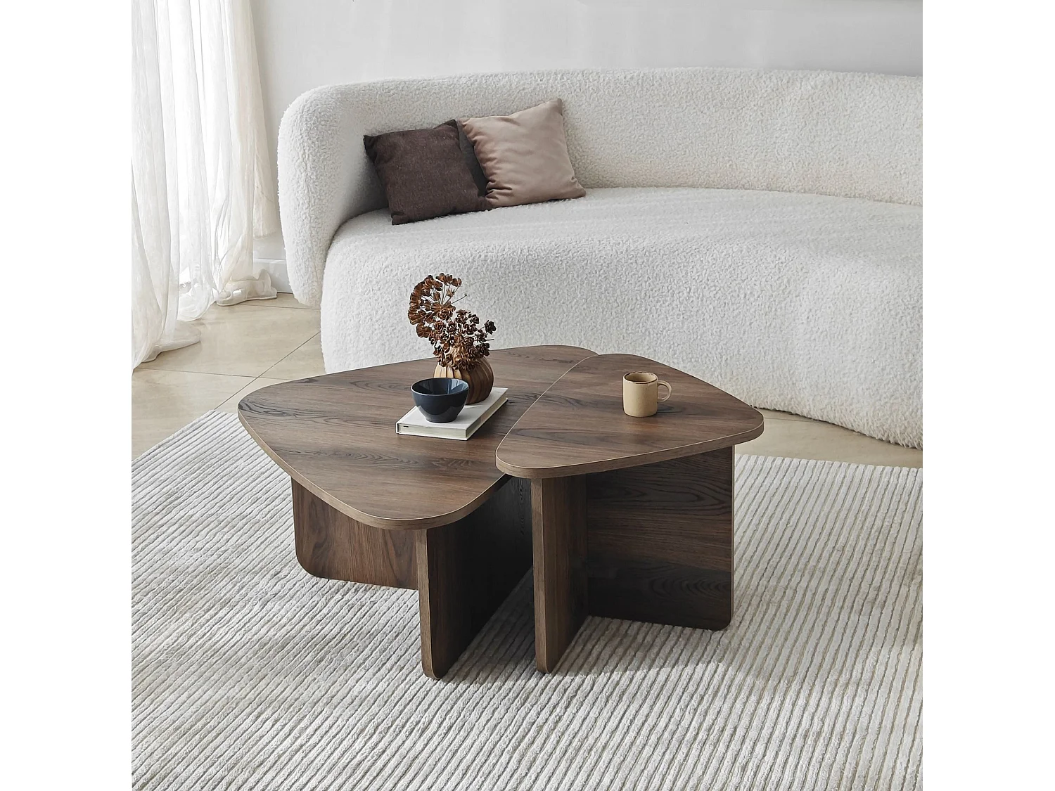 Set moderner Couchtische aus Melamin Pavel - Walnuss