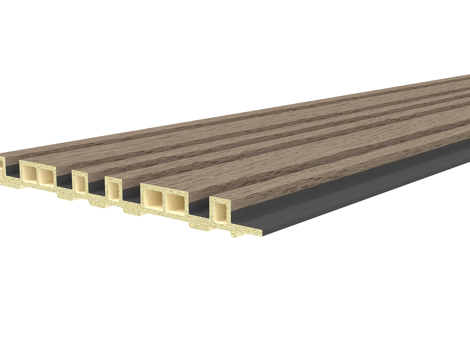 Panneau mural 3D effet strié asymétrique - Finition bois gris et noir - Pack de 3,28 m² - Lot de 8 pièces - NEROZO