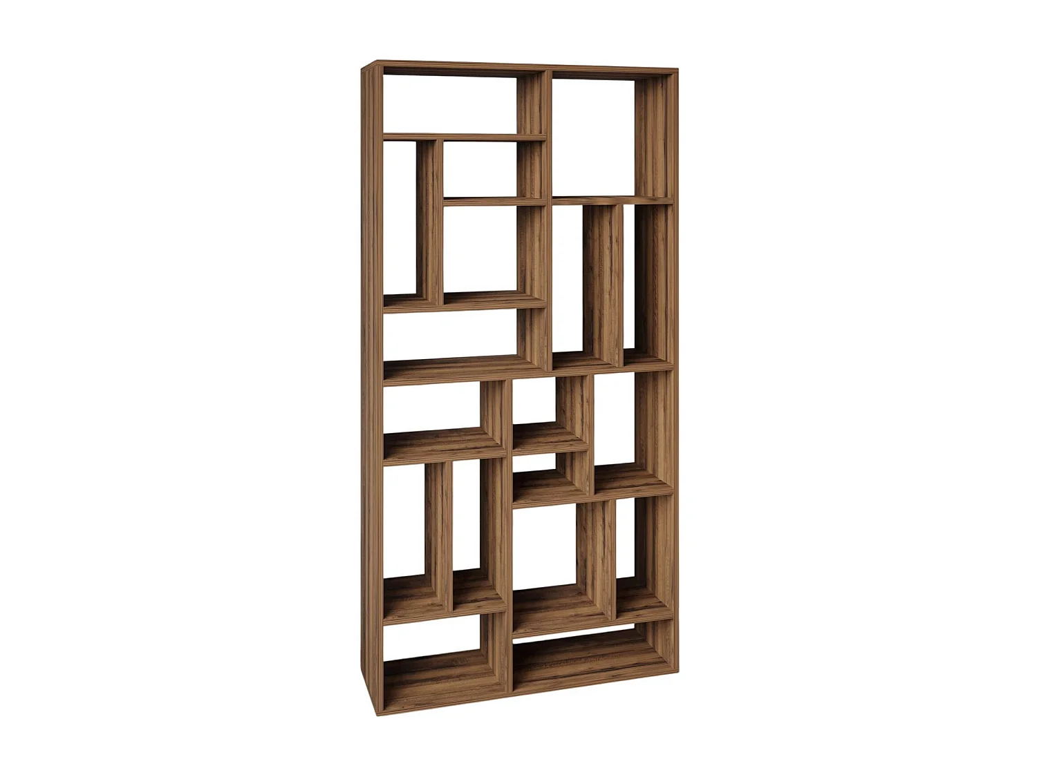 "Nicola" Holzbücherregal - Braun - 90 x 30 x 180 cm - Geräumig mit eleganter antiker Walnuss-Oberfläche