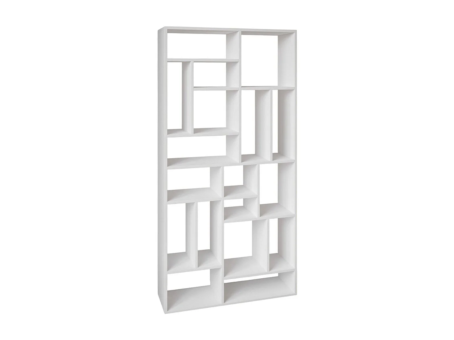 "Nicola" Weißes Holz-Bücherregal - 90 x 30 x 180 cm - Geräumige Regale, Wandmontage