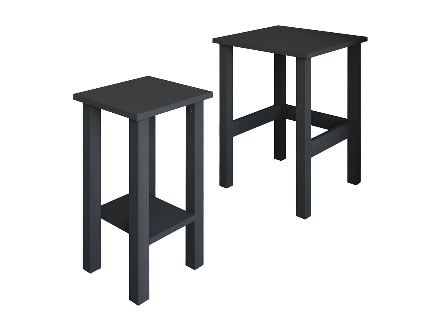 Elegantes Set aus 2 Holzbeistelltischen "Gina 2" - Anthrazitgrau - 45 x 45 x 60 cm