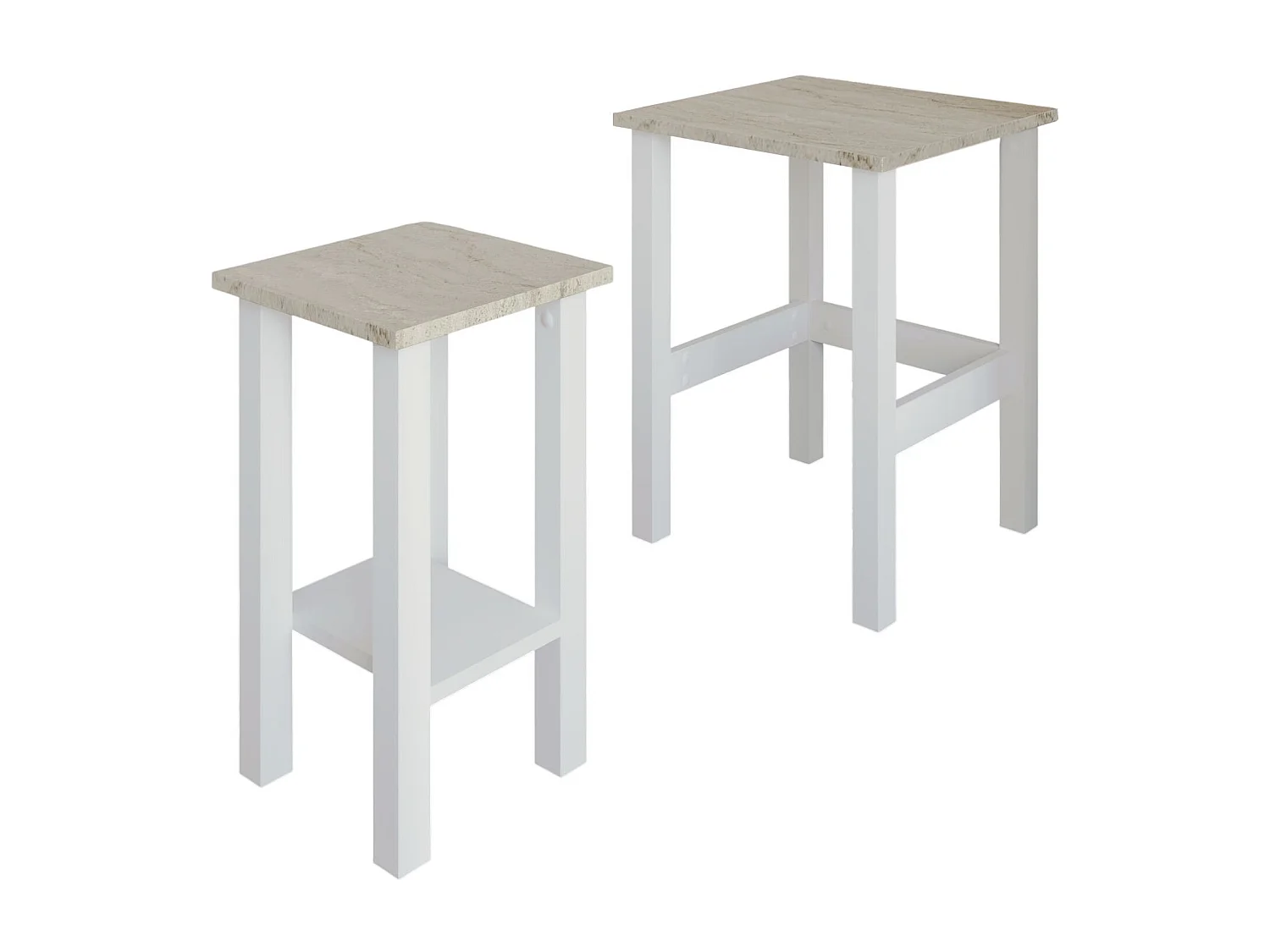 Elegantes Set aus 2 weißen Holz Beistelltischen "Gina 2" - 45 x 45 x 60 cm