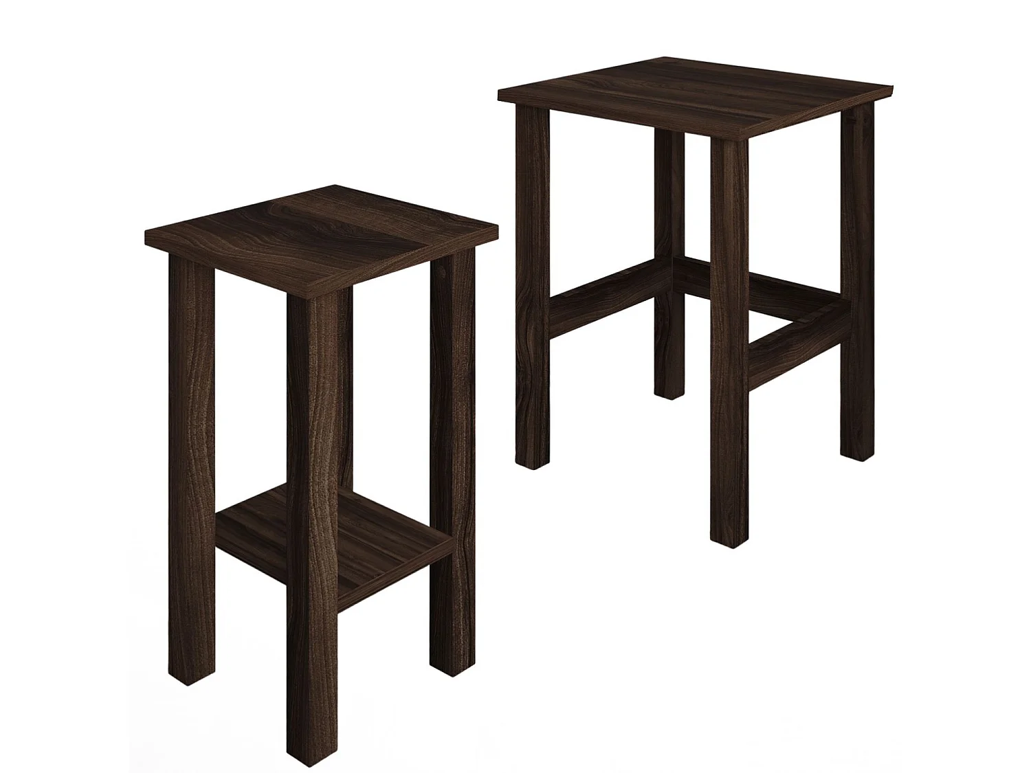 Elegantes Set aus 2 Holzbeistelltischen "Gina 2" - Braun - 45 x 45 x 60 cm